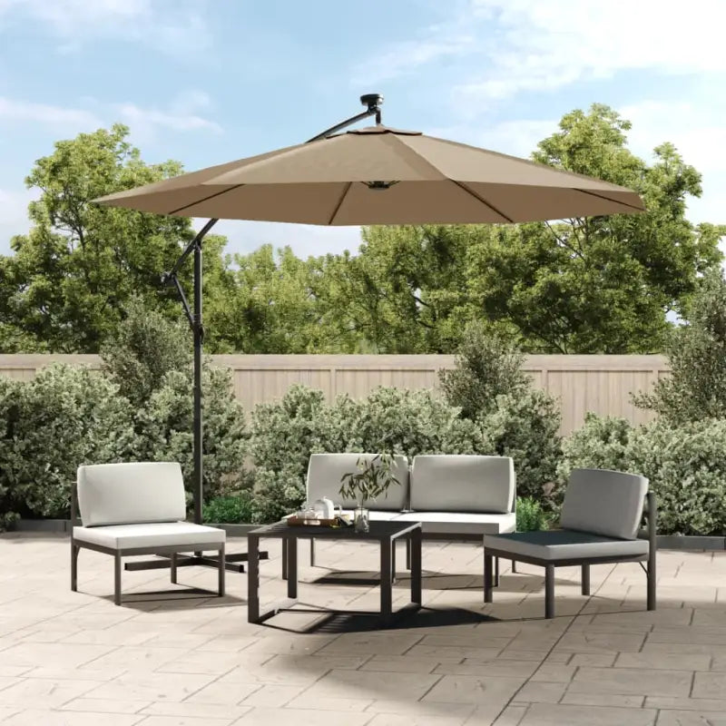 Elegante hangende parasol met LED-verlichting voor schaduw en UV-bescherming - Taupe / 300 cm / 1 - Parasols