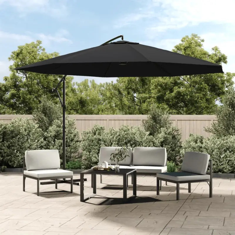 Elegante hangende parasol met metalen paal voor schaduw en UV-bescherming - Zwart / 1 - Parasols en zonneschermen