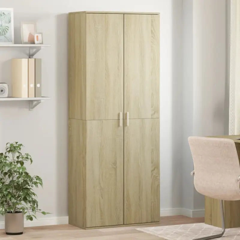 Elegante hoge kast van bewerkt hout die gemakkelijk schoon te maken - Sonoma eiken / 1 - Opbergkasten & lockerkasten