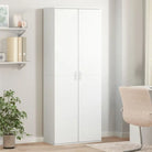 Elegante hoge kast van bewerkt hout die gemakkelijk schoon te maken - Wit / 1 - Opbergkasten & lockerkasten