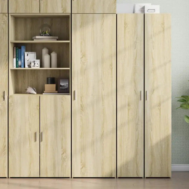 Elegante hoge kast van bewerkt hout voor een stijlvolle inrichting - Sonoma eiken / 1 - Dressoirs & buffetkasten