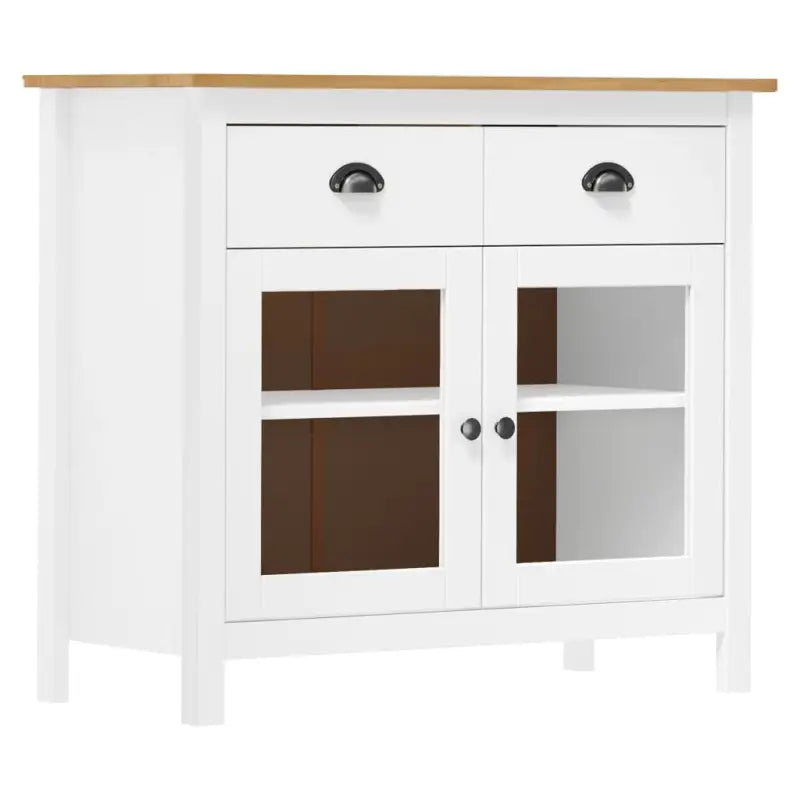 Elegante houten dressoir van massief grenenhout voor een georganiseerd interieur - Wit en bruin / 1 - Dressoirs &