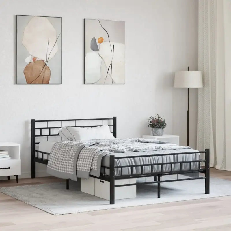 Elegante metalen bedframe met stevige staalconstructie - Zwart / 140 x 200 cm - Bedden & bedframes