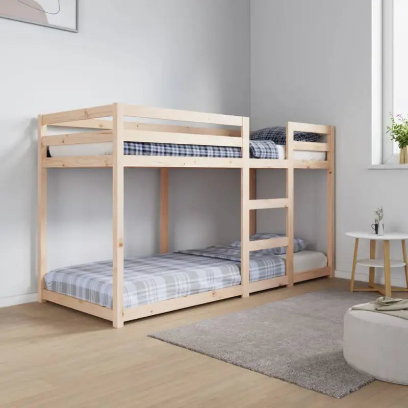 Elegante metalen stapelbed met massief grenenhout voor compacte kamers - Naturel / 75 x 190 cm - Bedden & bedframes