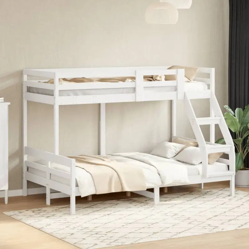 Elegante metalen stapelbed met massief grenenhout voor kleine kamers - Wit / 1 - Bedden & bedframes