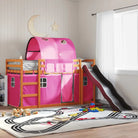 Elegante metalen stapelbed van massief grenenhout voor compacte kamers - bruin en roze / 90 x 190 cm - Bedden &