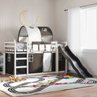 Elegante metalen stapelbed van massief grenenhout voor compacte kamers - Wit en zwart / 90 x 190 cm - Bedden & bedframes