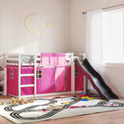 Elegante metalen stapelbed van massief grenenhout voor weinig ruimte - Wit en roze / 90 x 190 cm - Bedden & bedframes