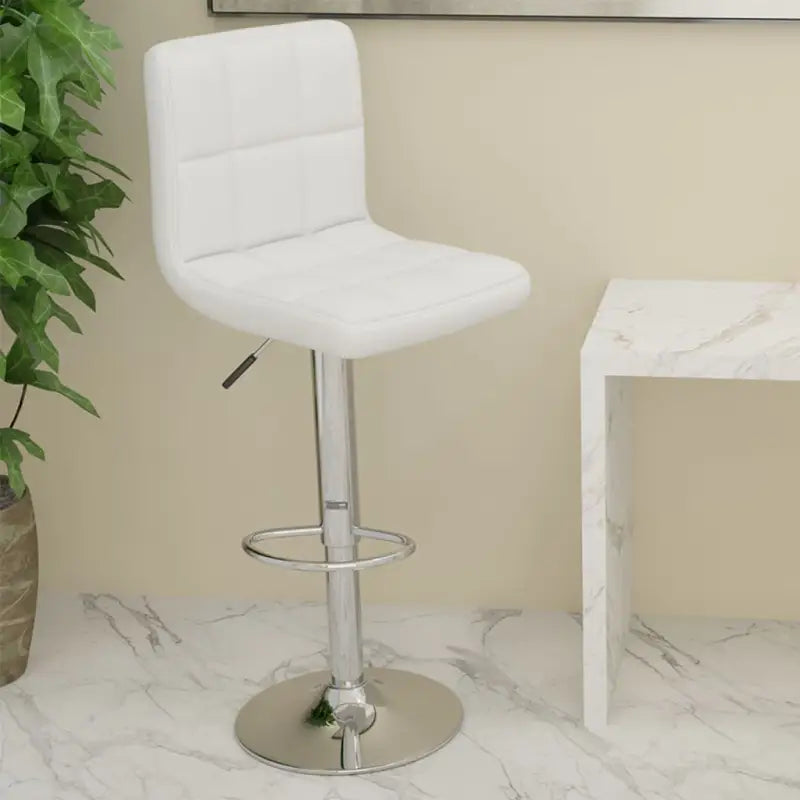 Elegante moderne barkrukken met kunstlederen zitting en rugleuning - Wit / 1 - Barkrukken