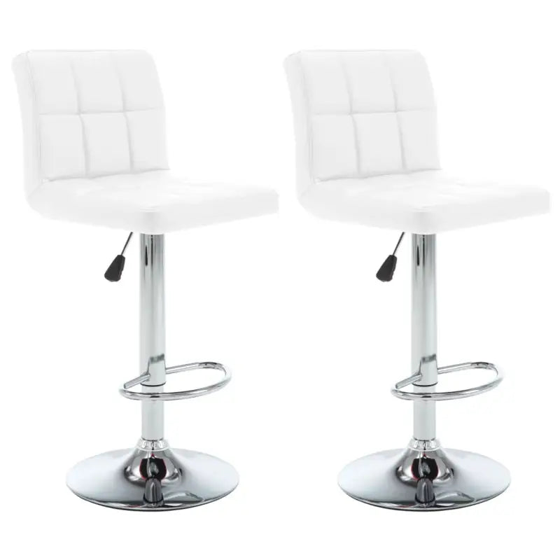 Elegante moderne barkrukken met kunstlederen zitting en rugleuning - Wit / 2 - Barkrukken