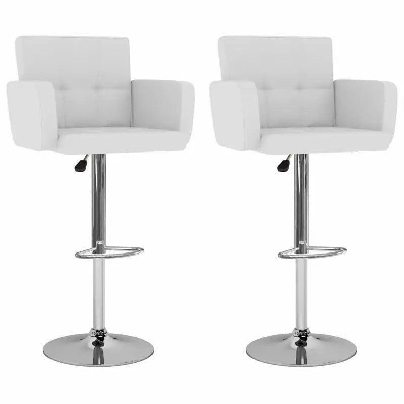 Elegante moderne barkrukkenset met kunstlederen zitting en rugleuning - Wit / 2 - Barkrukken
