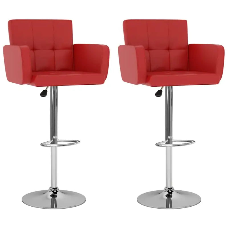 Elegante moderne barkrukkenset met kunstlederen zitting en rugleuning - Rood / 2 - Barkrukken