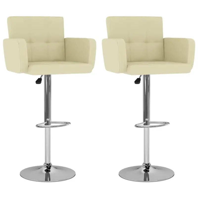 Elegante moderne barkrukkenset met kunstlederen zitting en rugleuning - Crème / 2 - Barkrukken