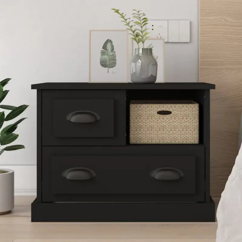 Elegante nachtkastje van duurzaam bewerkt hout - Zwart / 1 - Nachtkastjes