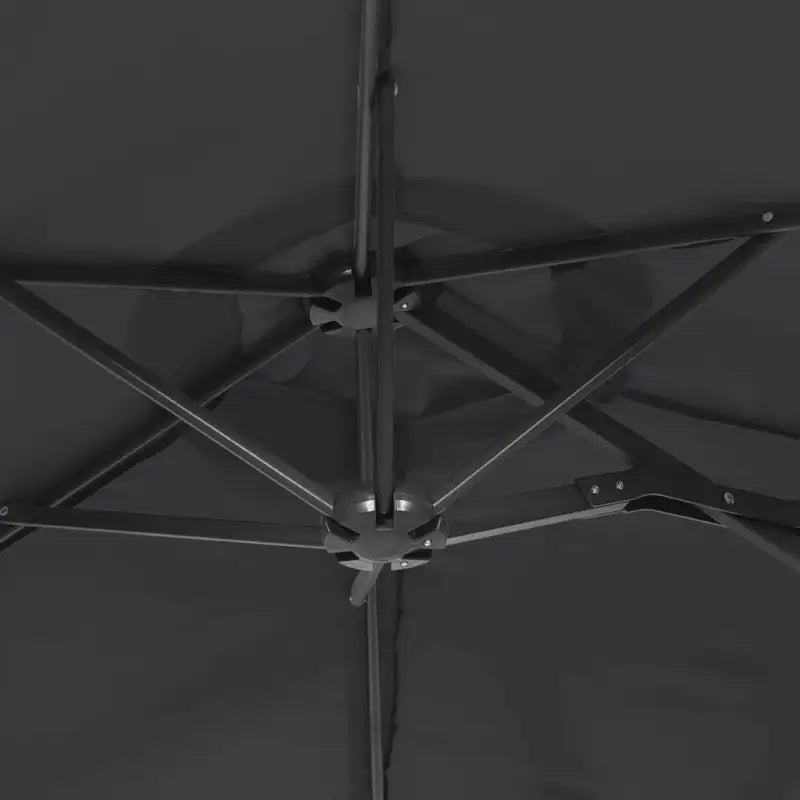 Elegante parasol met dubbel dak en LED-verlichting voor vlakke ondergrond - Parasols en zonneschermen