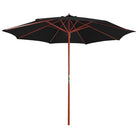 Elegante parasol met houten paal voor schaduw en uv-bescherming - Zwart - Parasols en zonneschermen