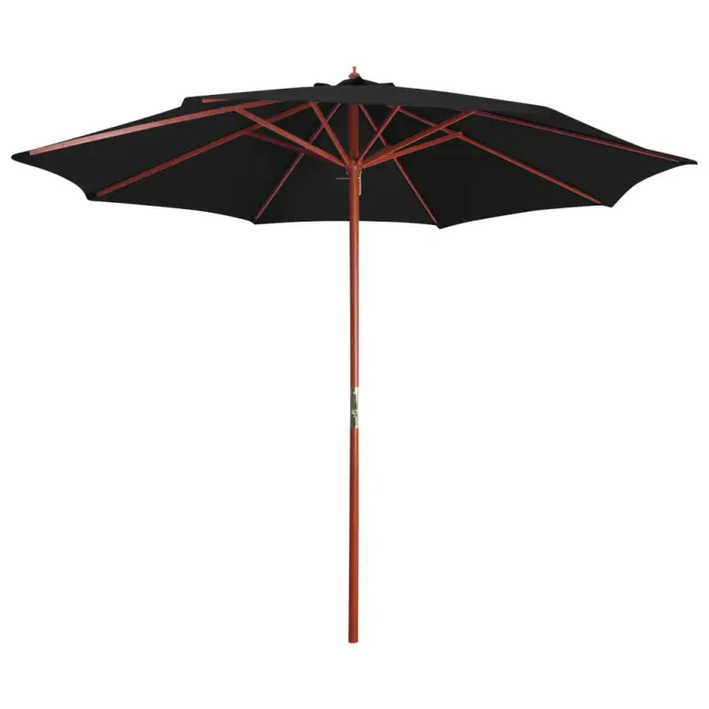 Elegante parasol met houten paal voor schaduw en uv-bescherming - Zwart - Parasols en zonneschermen