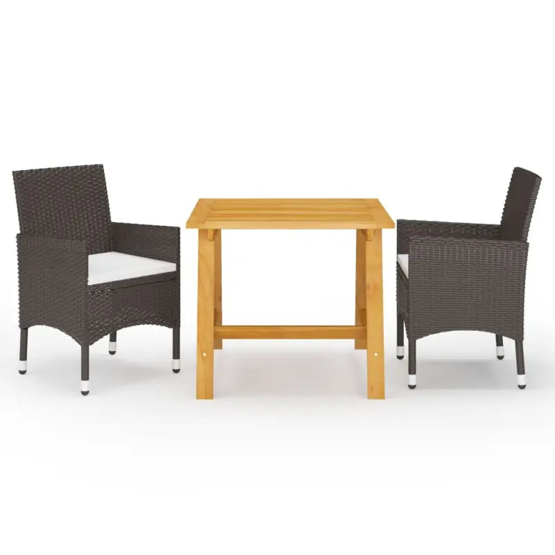 Elegante poly rattan tuinset met massief acaciahout ontwerp - Bruin / 88 cm tafellengte - Tuinsets