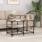 Elegante salontafel met glazen blad voor moderne woonkamers - Zwart glas / 78.5 x 40 x 45 cm / 1 - Salontafels