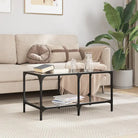 Elegante salontafel met glazen blad voor moderne woonkamers - Zwart glas / 78.5 x 40 x 40 cm / 1 - Salontafels