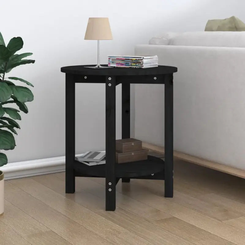 Elegante salontafel van massief grenenhout met rustieke uitstraling - Zwart / Ø 55 x 60 cm / 1 - Salontafels