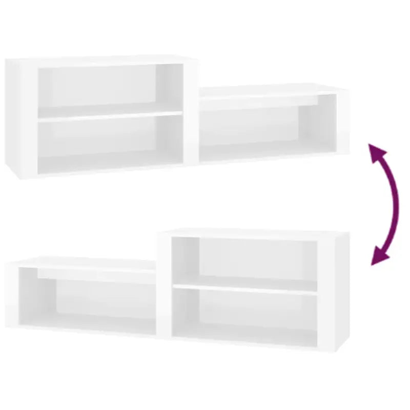 Elegante schoenenkast in hoogglans wit met bewerkt hout - Hoogglans wit / 1 - Schoenenrekken