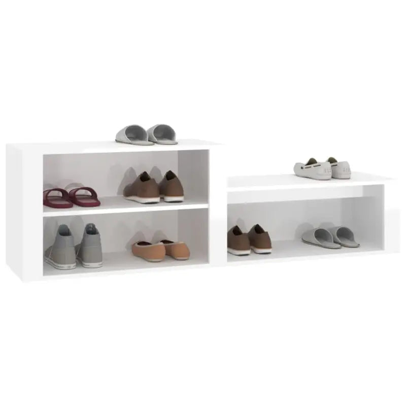 Elegante schoenenkast in hoogglans wit met bewerkt hout - Hoogglans wit / 1 - Schoenenrekken