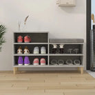 Elegante schoenenkast met bewerkt hout en houten poten voor een opgeruimd huis - Betongrijs / 1 - Schoenenrekken
