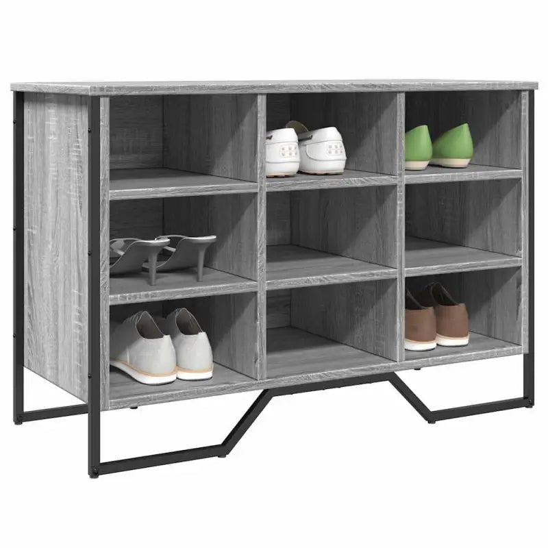 Elegante schoenenkast met bewerkt hout en metalen poten - Grijs sonoma / 1 / 61.5 cm - Schoenenrekken