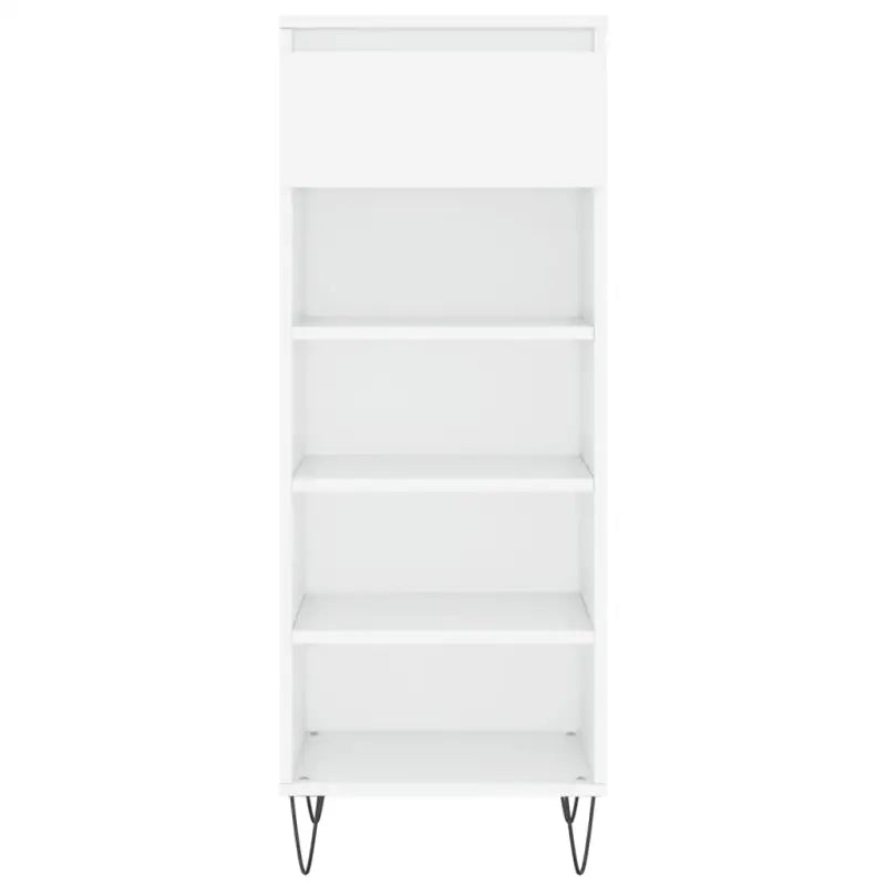 Elegante schoenenkast met bewerkt hout en metalen poten in hoogglans wit - Hoogglans wit / 1 - Schoenenrekken