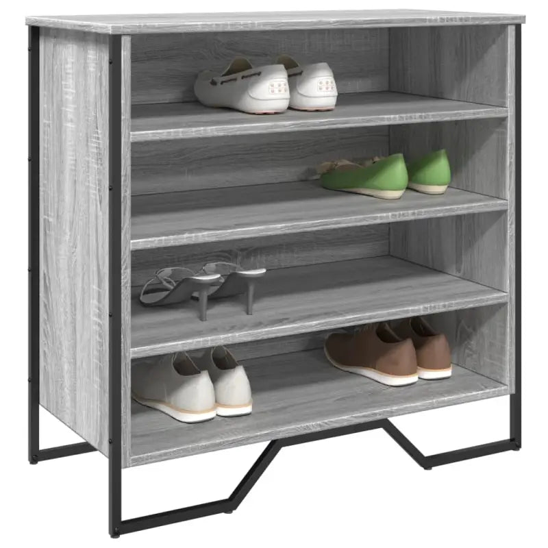 Elegante schoenenkast met bewerkt hout en metalen poten voor orde - Grijs sonoma / 1 - Schoenenrekken