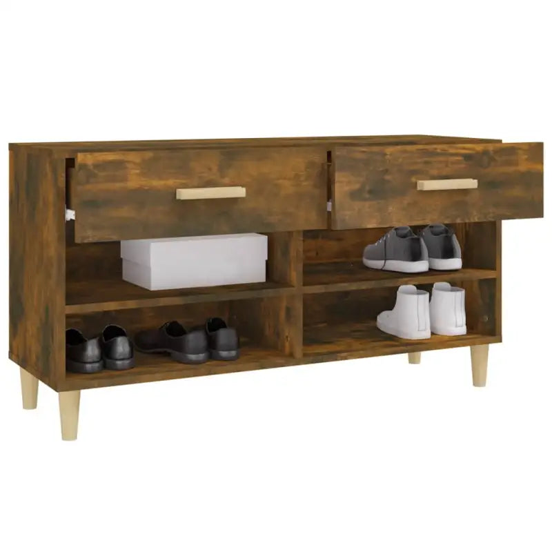 Elegante schoenenkast met bewerkt hout en trendy ontwerp - Schoenenrekken