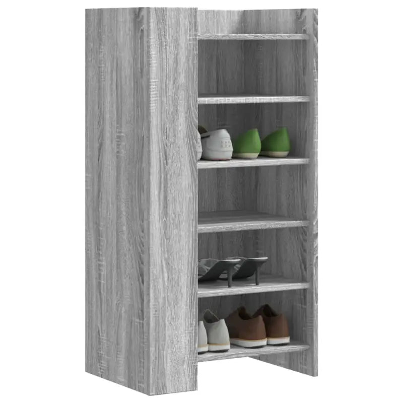 Elegante schoenenkast van bewerkt hout in grijs sonoma eiken stijl - Schoenenrekken
