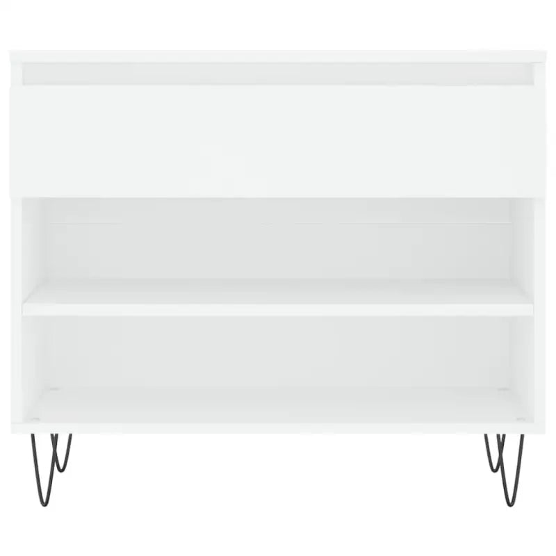 Elegante schoenenkast van bewerkt hout met metalen poten voor een opgeruimde ruimte - Schoenenrekken