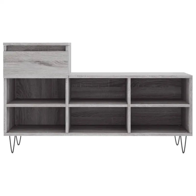 Elegante schoenenkast van bewerkt hout met metalen poten voor een opgeruimde ruimte - Schoenenrekken