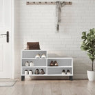 Elegante schoenenkast van bewerkt hout met metalen poten voor een opgeruimd huis - Hoogglans wit / 1 - Schoenenrekken