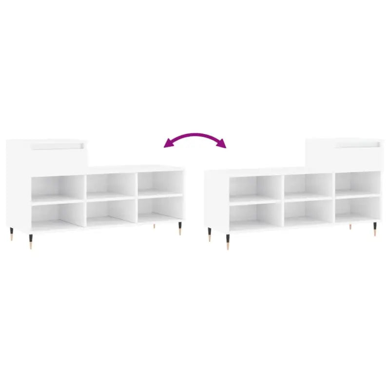 Elegante schoenenkast van bewerkt hout met metalen poten in hoogglans wit - Hoogglans wit / 1 - Schoenenrekken