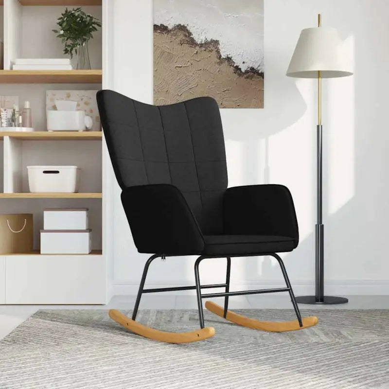 Elegante Schommelstoel met Blokpatroon voor een Modern Interieur - Schommelstoelen
