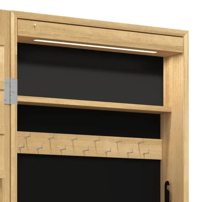 Elegante sieradenkast met LED-verlichting en bewerkt hout - Spiegels