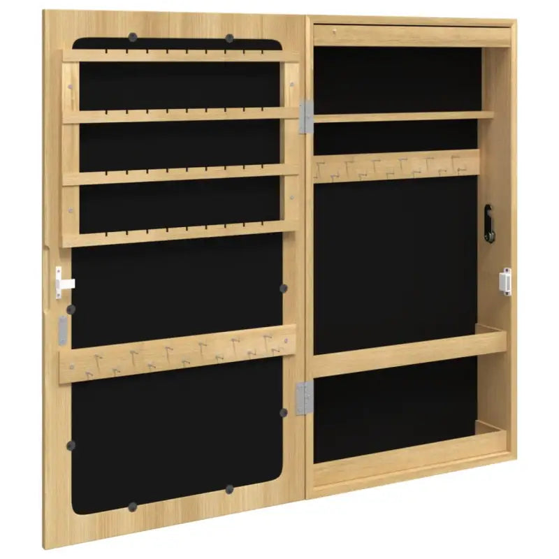 Elegante sieradenkast met LED-verlichting en bewerkt hout - Spiegels