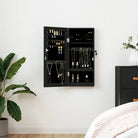 Elegante sieradenkast met spiegel en bewerkt hout - Zwart / 1 - Spiegels
