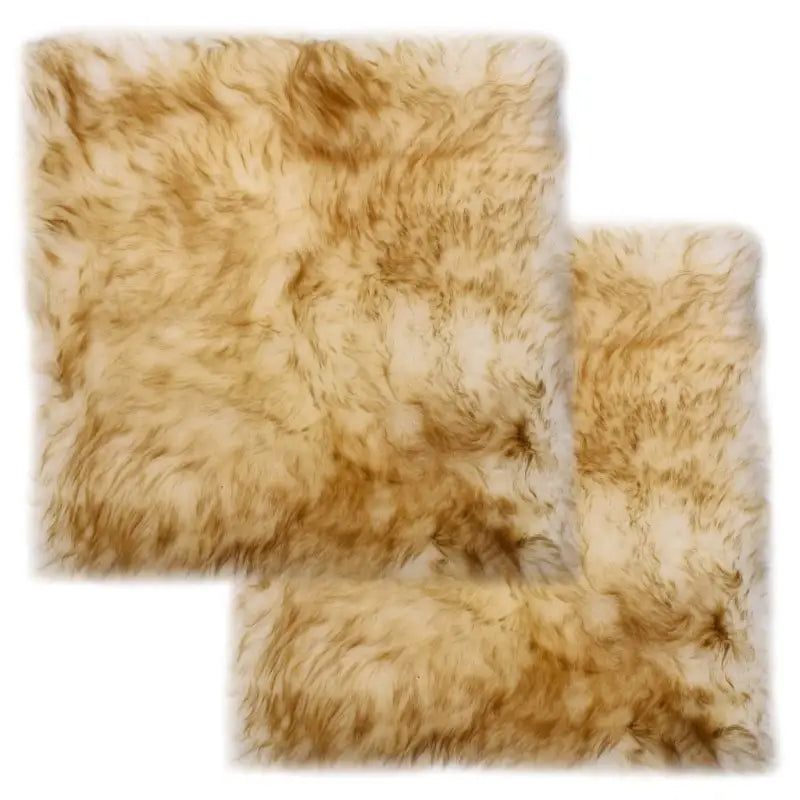 Elegante stoelkussens van echt schapenvacht met polyester suède achterkant - gevlekt bruin / 2 - Stoelkussens