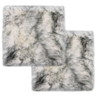 Elegante stoelkussens van echt schapenvacht met polyester suède achterkant - gevlekt donkergrijs / 2 - Stoelkussens