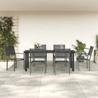 Elegante tuinset met gehard glas en gepoedercoat staal - 200 cm tafellengte - Tuinsets