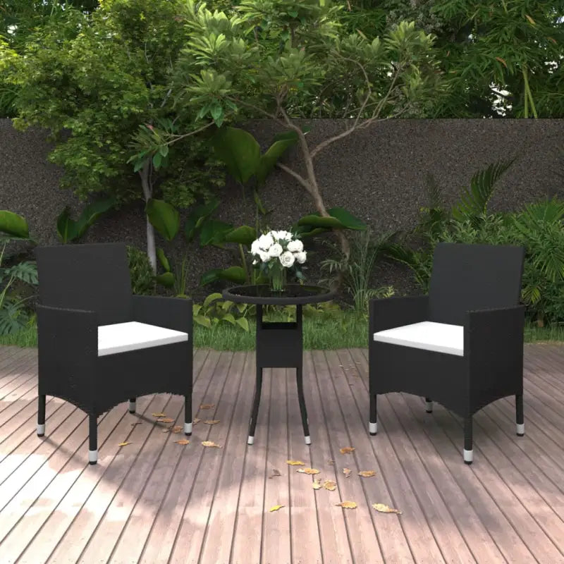 Elegante tuinset met poly rattan en gehard glas voor tuin en terras - Tuinsets