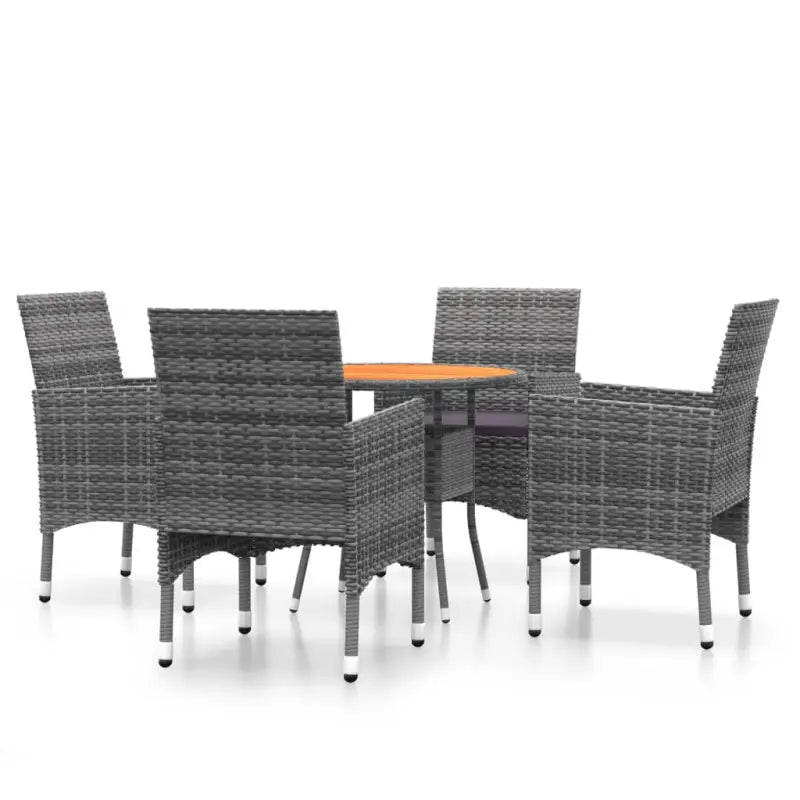 Elegante tuinset met poly rattan en massief acaciahout ontwerp - Grijs - Tuinsets