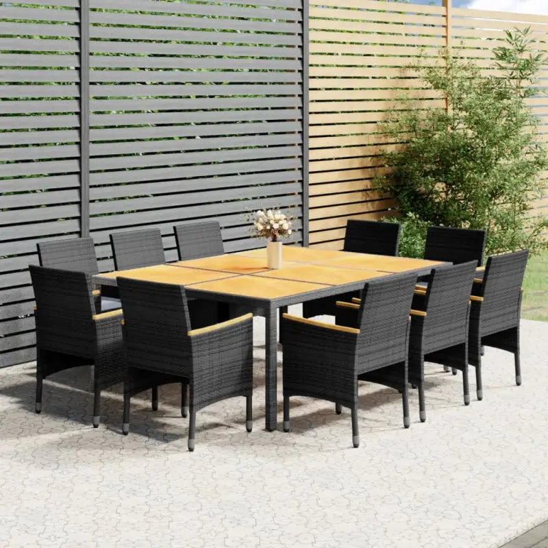 Elegante tuinset met poly rattan en stevige stalen frames - Grijs en bruin / 200 cm tafellengte - Tuinsets
