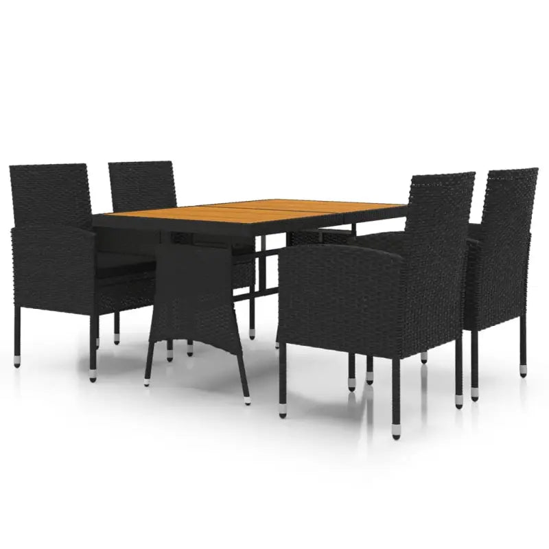 Elegante tuinset van waterdicht PE-rattan en massief acaciahout - Zwart - Tuinsets