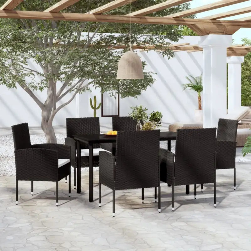 Elegante tuinset voor buiten met stevig stalen frame - Zwart / 140 cm tafellengte - Tuinsets
