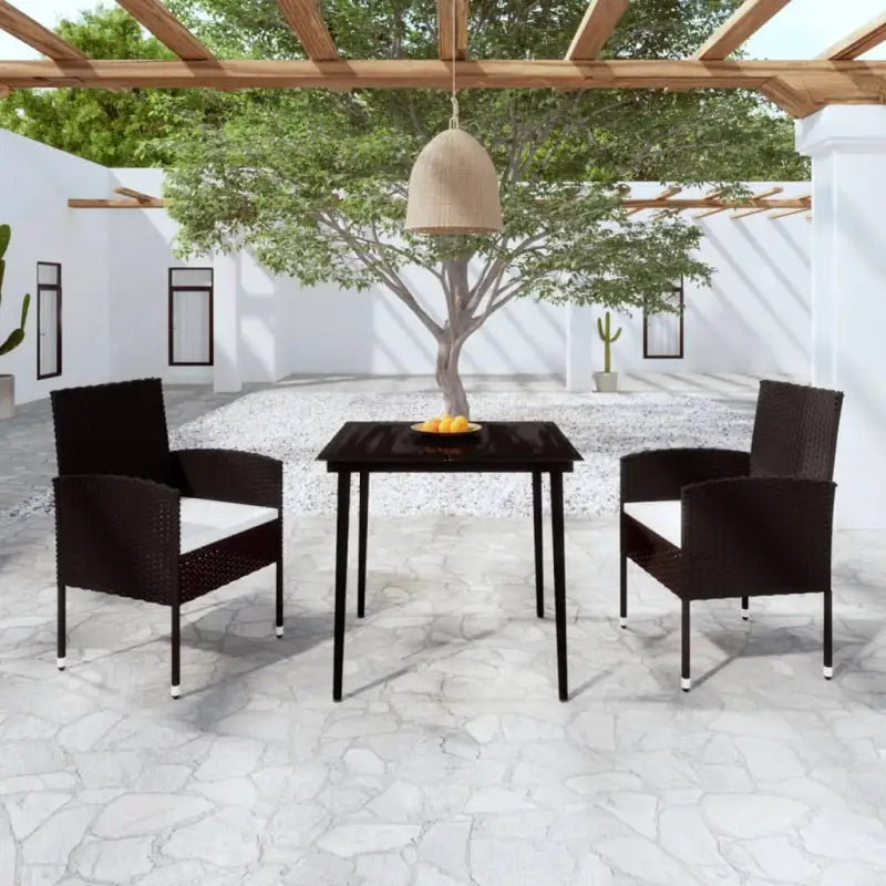 Elegante Tuinset voor Buiten met Stevige Stalen Constructie - Zwart / 80 cm tafellengte - Tuinsets